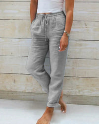 Sommerhosen für Damen - Luftige 3/4 Hose mit Gummibund – Grau