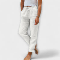 Stacy - Leichte Leinenhose – Weiß