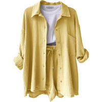 Leonie | Lässiges Baumwoll-Loungewear-Set – Gelb