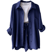 Leonie | Lässiges Baumwoll-Loungewear-Set – Dunkelblau