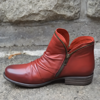 Ingrid | Bequeme Reißverschluss Stiefeletten – Rot
