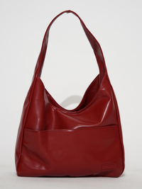 Stilvolle Damen-Schultertasche aus praktischem veganem Leder – Kirschrot