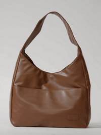 Stilvolle Damen-Schultertasche aus praktischem veganem Leder – Braun