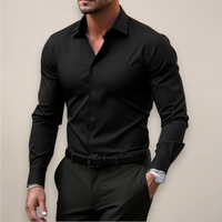 Stilvolles Hemd Herren schmale Passform langarm – Schwarz
