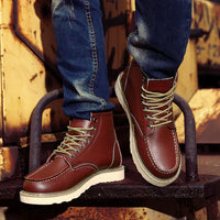Peer™ | Herren-Retro-Stiefel – Burgunderrot