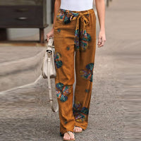 LAYLA - Elegante Vintage-Jogger – Orangefarbene Blume