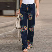 LAYLA - Elegante Vintage-Jogger – Dunkelblaue Blüte