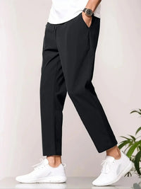 Chinohose für Herren - Leichte Lyocell Bundfaltenhosen für den Sommer – Schwarz