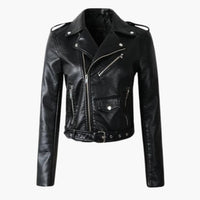 Stylische Damen Bikerjacke mit Reverskragen und Reißverschlusstaschen – Schwarz