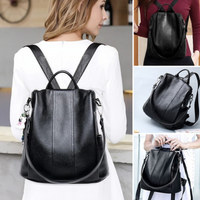 Stylischer, diebstahlsicherer Damenrucksack, strapazierfähig und wasserdicht – Schwarz