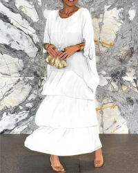 Shina™ - Elegantes Fließendes Maxikleid – Weiß
