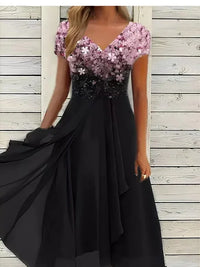 Sommerkleid für Damen - Elegantes luftiges Midikleid mit Druck – Schwarz