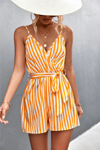 VIA - Gestreifter Jumpsuit mit V-Ausschnitt – Gelb