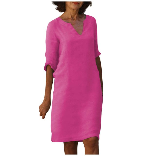 Yasmin - Elegantes V-Ausschnitt-Kleid