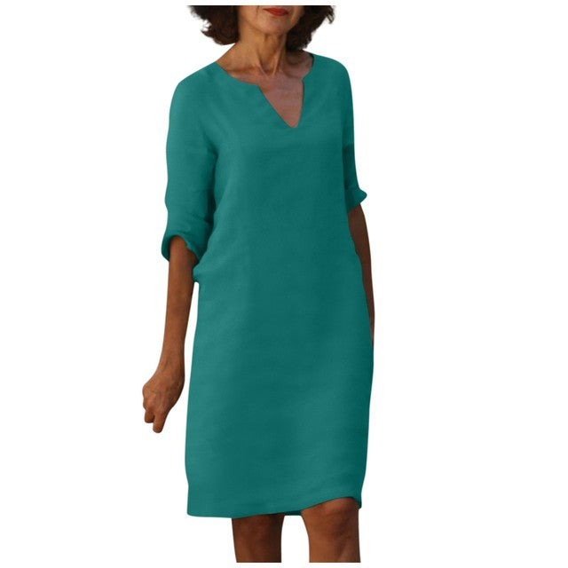 Yasmin - Elegantes V-Ausschnitt-Kleid