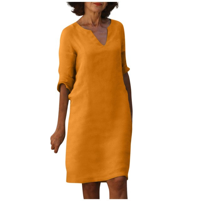 Yasmin - Elegantes V-Ausschnitt-Kleid