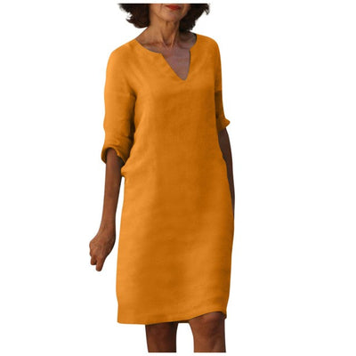 Yasmin - Elegantes V-Ausschnitt-Kleid