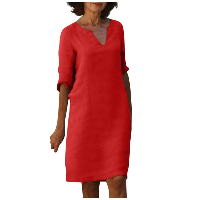 Yasmin - Elegantes V-Ausschnitt-Kleid