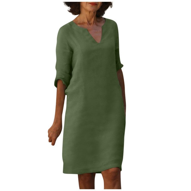 Yasmin - Elegantes V-Ausschnitt-Kleid