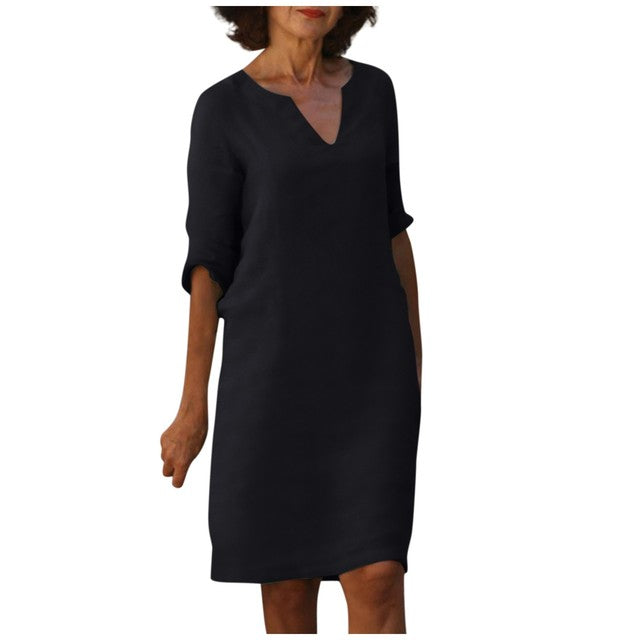 Yasmin - Elegantes V-Ausschnitt-Kleid