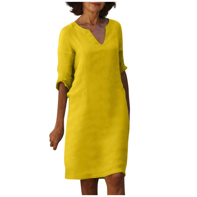 Yasmin - Elegantes V-Ausschnitt-Kleid