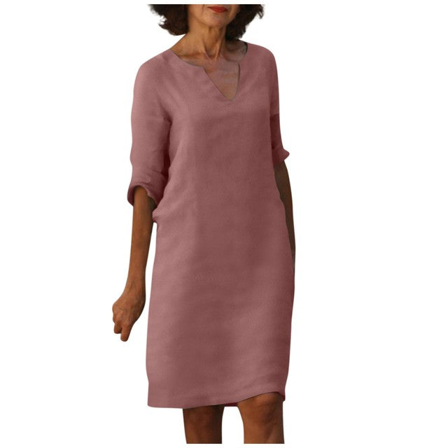 Yasmin - Elegantes V-Ausschnitt-Kleid