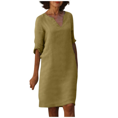 Yasmin - Elegantes V-Ausschnitt-Kleid