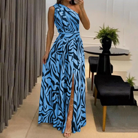 Blossom | Modisches Kleid mit Print für Damen – Blau