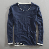Wilhelm | Herren V-Ausschnitt Langarm Sweatshirt – Blau