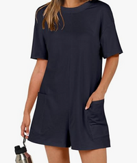 Crystal | Übergroße Sommer Shorts Anzug mit T-Shirt Stil – Schwarz