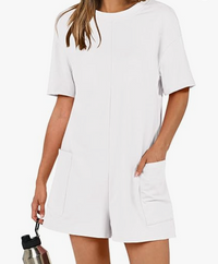 Crystal | Übergroße Sommer Shorts Anzug mit T-Shirt Stil – Weiß