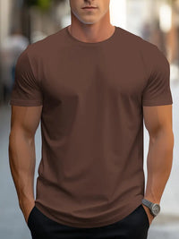 T-Shirt Basic Herren Rundhals Kurzarm – Dunkelbraun