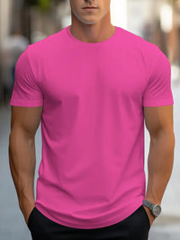 T-Shirt Basic Herren Rundhals Kurzarm – Dunkelrosa