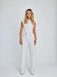 Damen Jumpsuit mit weiten Beinen – Weiß