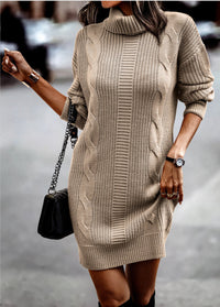 Elin | Grob gestricktes Damen Kleid lässig & elegant – Beige