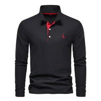 Antoine - Langärmeliges Herren-Poloshirt für den Alltag – Schwarz