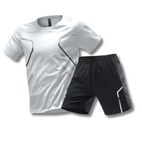Herren Sport Set Atmungsaktiv - T-Shirt und Kurze Hose – Weiß