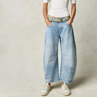 Damen Retro Jeanshose - Lässiger Schnitt – Hellblau