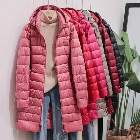 Warme Winter-Steppjacke für Damen mit Kapuze