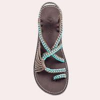 Bequeme Damen Strandsandalen mit weicher Sohle – Blau - Grau