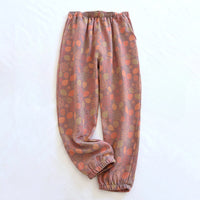 Florale Lockere Damen Hose – Dunkelrosa