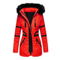 Eleganter Damen Winter-Kapuzenmantel mit Wollanteil – Rot