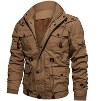 Herren Winterjacke mit Fleecefutter - Warm und Wasserdicht – Khaki