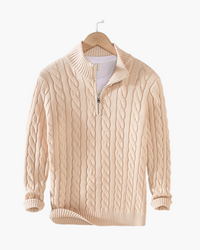 Herren Strickpullover Half-Zip Casual – Beige
