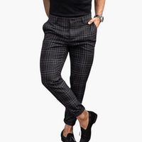 Karierte Business Herren Chinohose – Schwarz