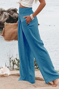 Heidi-Mode | Palatzohose-Aus-Baumwolle-Und-Leinen-Tyra – Blau
