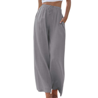 Elegante Damen Stoffhose aus Baumwolle und Leinen – Grau