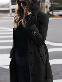 Tanya | Langer wasserdichter Trenchcoat – Schwarz