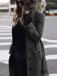 Tanya | Langer wasserdichter Trenchcoat – Dunkelgrau