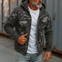 Tarnfarbene Cargo-Jacke mit Kapuze – Robuste und Funktionale Outdoor-Jacke – Grau